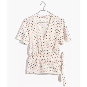 Madewell Women's XS Ruffle-Hem Wrap‎ Blouse Multicolor Casual Top